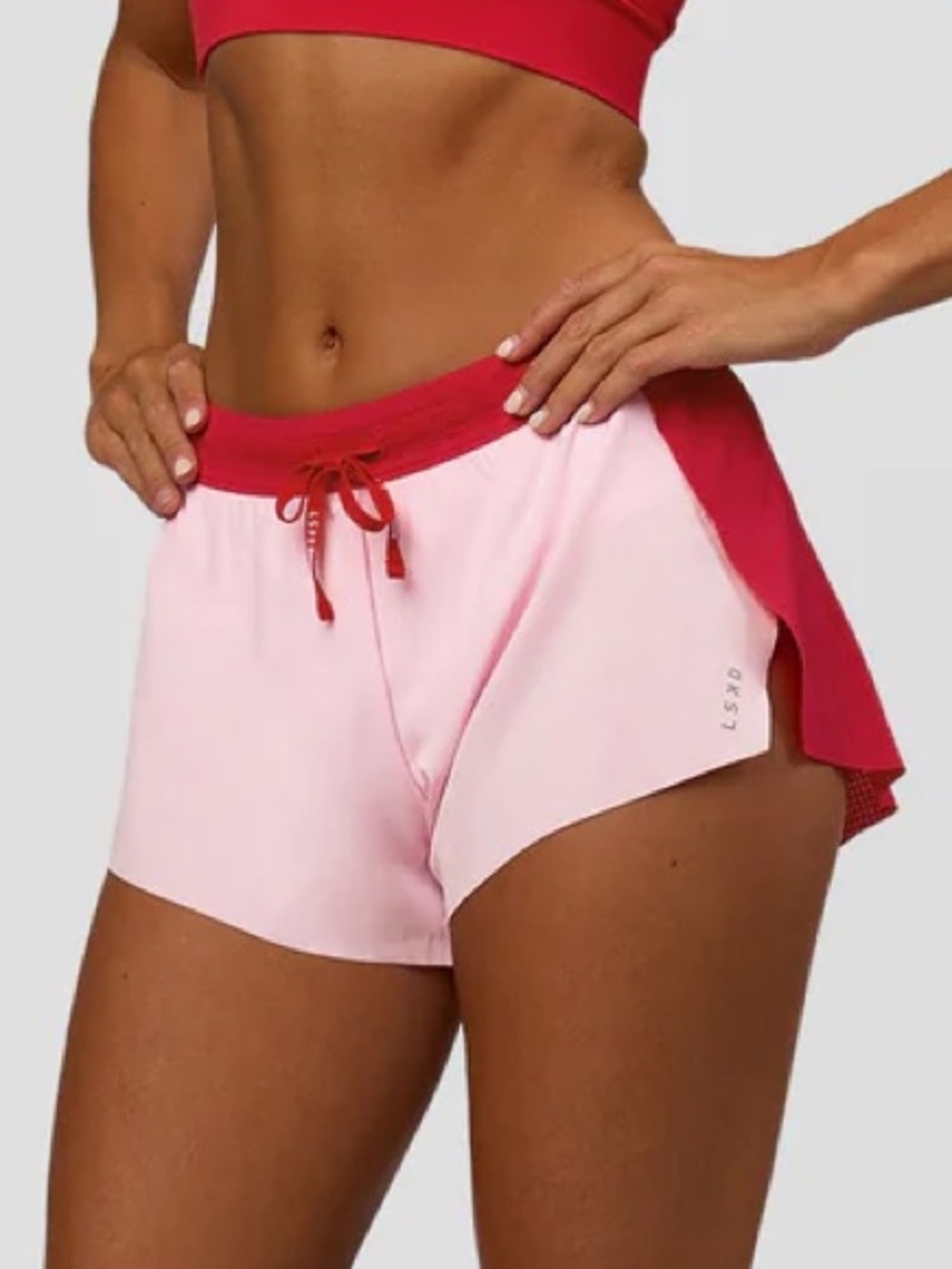 LSKD Accelerate 3" Mid-Rise Running Short Scarlet Marshmallow XS NEW WITH TAGS